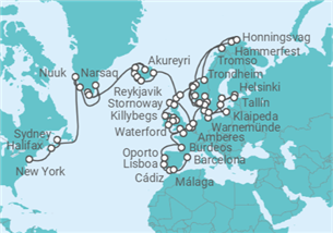 Itinerario del Crucero Aventura en el gran Ártico - Regent Seven Seas