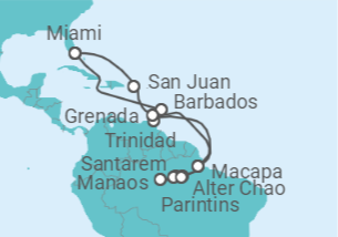 Itinerario del Crucero Secretos del Amazonas - Regent Seven Seas