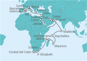 Itinerario del Crucero Odisea en el océano Índico - Regent Seven Seas