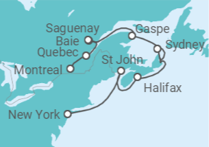 Itinerario del Crucero Costas escénicas y viejo Quebec - Regent Seven Seas