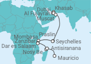 Itinerario del Crucero Ciudades desiertas y mares turquesas - Regent Seven Seas
