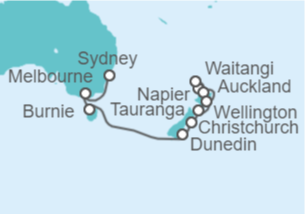 Itinerario del Crucero Viticultores y artesanos del Pacífico - Regent Seven Seas