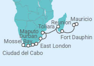 Itinerario del Crucero Se revela el sudeste de África - Regent Seven Seas