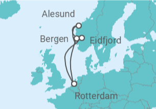 Itinerario del Crucero Fiordos Noruegos - Holland America Line