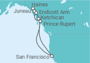 Itinerario del Crucero Alaska - Pasaje interior - Princess Cruises