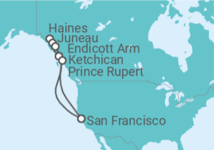 Itinerario del Crucero Alaska - Paso interior - Princess Cruises