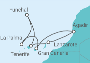 Itinerario del Crucero Playas y volcanes  - Costa Cruceros