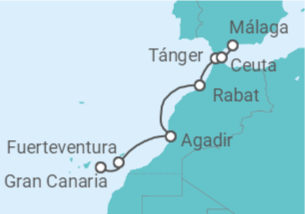 Itinerario del Crucero Travesía soñada: de Canarias a la Costa del Sol - Alma Cruceros