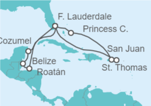 Itinerario del Crucero Aventura por el Caribe Oriental y Occidental - Princess Cruises