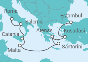 Itinerario del Crucero Islas griegas: Santorini, Atenas y Malta - NCL Norwegian Cruise Line
