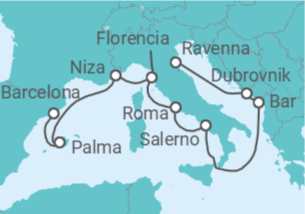 Itinerario del Crucero El Mediterráneo: Italia, Francia y España - NCL Norwegian Cruise Line