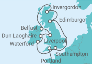 Itinerario del Crucero Islas Británicas: Inglaterra, Irlanda y Escocia - NCL Norwegian Cruise Line