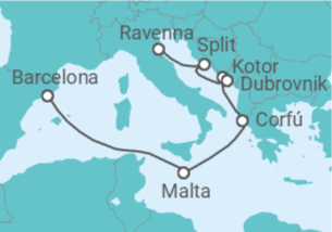 Itinerario del Crucero Malta, Grecia, Croacia, Montenegro - NCL Norwegian Cruise Line