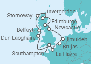 Itinerario del Crucero Islas Británicas: Inglaterra, Irlanda y Escocia - NCL Norwegian Cruise Line