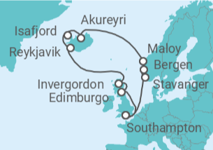 Itinerario del Crucero Islandia: Reikiavik, Edimburgo y Bergen  - NCL Norwegian Cruise Line