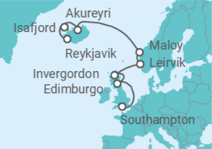 Itinerario del Crucero Islandia, Reino Unido - NCL Norwegian Cruise Line