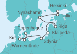 Itinerario del Crucero Estonia, Suecia, Letonia, Lituania, Polonia, Alemania, Dinamarca - NCL Norwegian Cruise Line