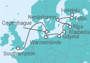 Itinerario del Crucero Estonia, Suecia, Letonia, Lituania, Polonia, Alemania, Dinamarca - NCL Norwegian Cruise Line