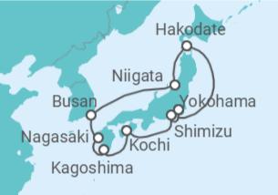 Itinerario del Crucero Circunnavegación por Japón - Princess Cruises