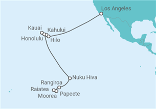 Itinerario del Crucero Segmento vuelta al mundo: de Los Ángeles a Papeete  - Silversea