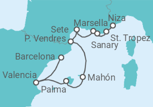 Itinerario del Crucero Francia - Azamara