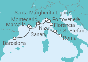 Itinerario del Crucero Italia, Francia y España - Azamara