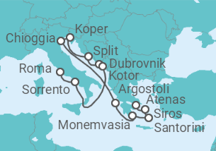 Itinerario del Crucero Viaje por el Egeo y Adriático - Azamara