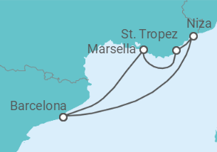 Itinerario del Crucero Francia, España - Azamara