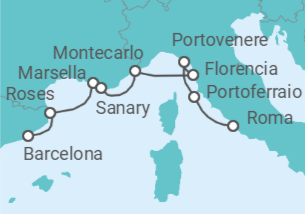 Itinerario del Crucero España, Mónaco, Italia - Azamara