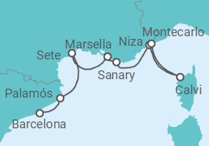 Itinerario del Crucero España, Francia - Azamara