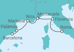 Itinerario del Crucero Italia, Mónaco, Francia, España - Azamara