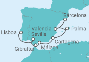 Itinerario del Crucero España y Gibraltar - Azamara