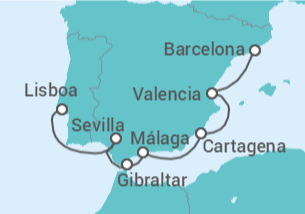 Itinerario del Crucero España, Gibraltar y  Portugal - Azamara