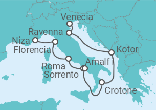 Itinerario del Crucero Italia y Montenegro - Azamara