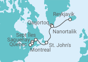 Itinerario del Crucero Desde Reykjavik a Montreal - Azamara
