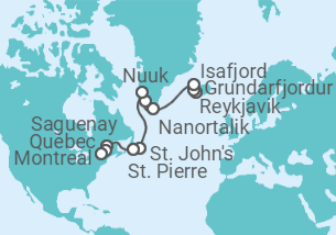 Itinerario del Crucero Eclipse solar: Desde Islandia a Canadá - Azamara
