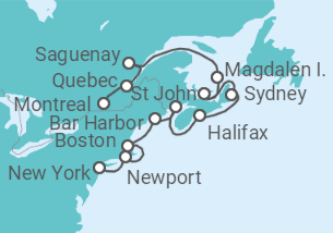 Itinerario del Crucero Desde Nueva York a Montreal - Azamara
