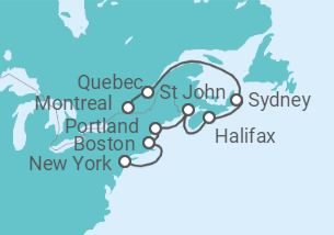 Itinerario del Crucero Canadá y Nueva Inglaterra - Azamara