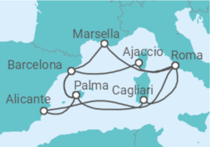 Itinerario del Crucero Mediterráneo Occidental - AIDA