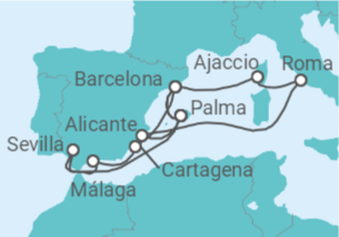 Itinerario del Crucero Mediterráneo Occidental - AIDA