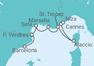 Itinerario del Crucero Francia - Azamara