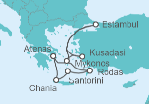 Itinerario del Crucero Delicias de Estambul y sueños de Santorini - Virgin Voyages
