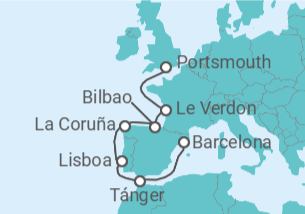 Itinerario del Crucero Portugal, España - Virgin Voyages