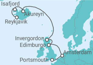 Itinerario del Crucero Elegancia Inglesa en la idílica Islandia - Virgin Voyages