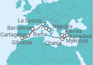 Itinerario del Crucero El Mediterráneo con Eclipse Solar Total - Princess Cruises