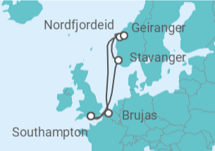 Itinerario del Crucero Fiordos Noruegos y Bélgica - Celebrity Cruises