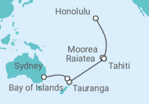 Itinerario del Crucero Polinesia Francesa y Nueva Zelanda - Celebrity Cruises