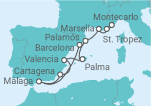 Itinerario del Crucero Mediterráneo occidental y el mar Balear - Silversea