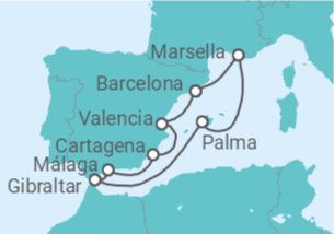 Itinerario del Crucero La riqueza histórica de España - Silversea