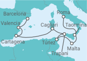 Itinerario del Crucero Odisea por el Mediterráneo - Silversea
